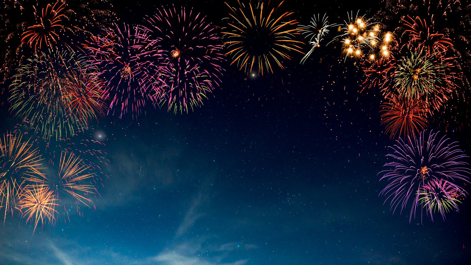 fireworks-with-blur-milky-way-background