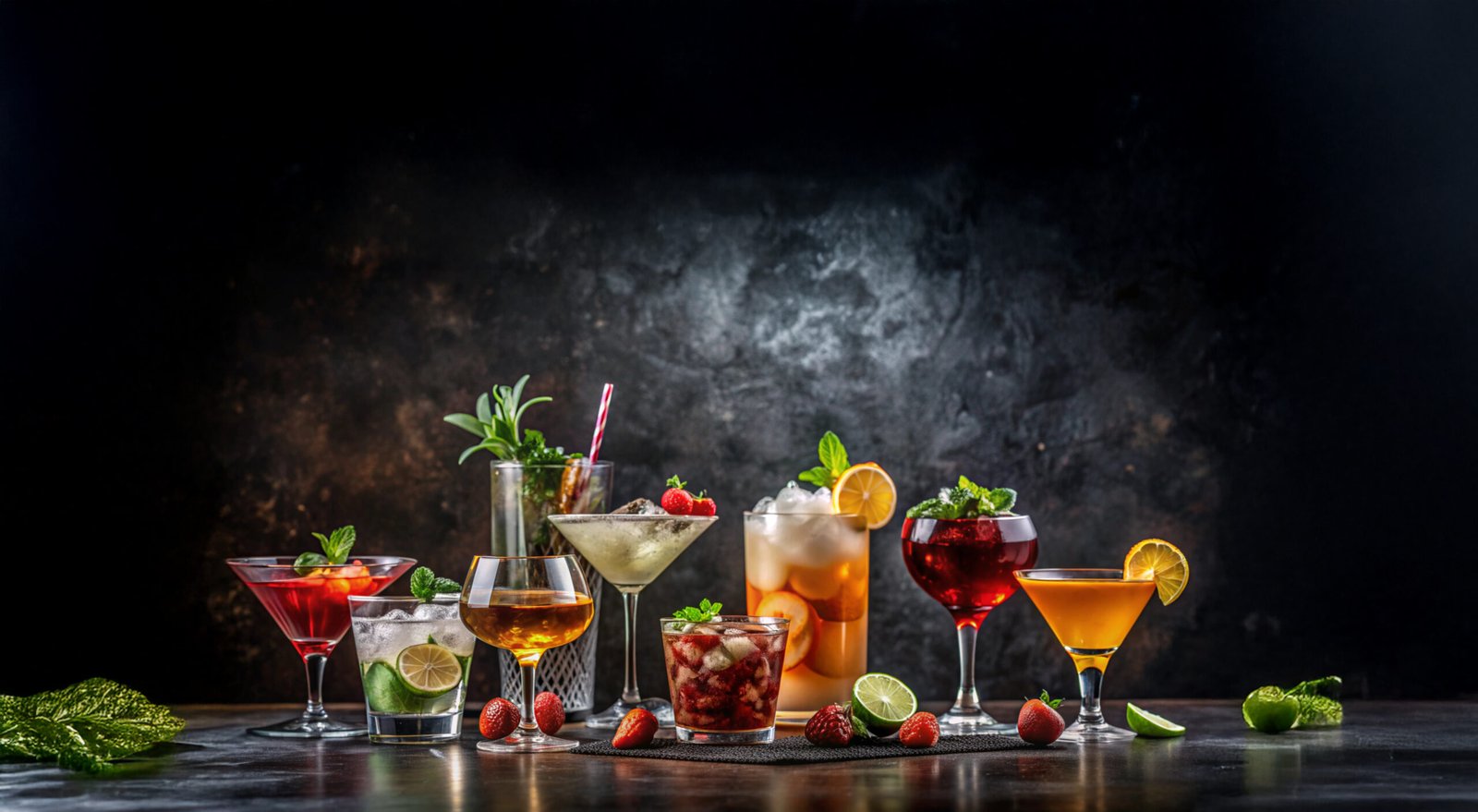 vibrant-assortment-colorful-cocktails-elegant-glassware